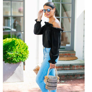 Tuckernuck Black Off-Shoulder Blouse
